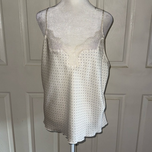 Victoria’s Secret Cream And Black Dotted Satin Lace Trim Camisole - Picture 1 of 5